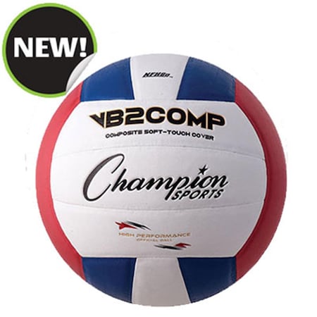 Champion Sports 8.25 in. VB Pro Comp Series Volleyball - Red, Blue & White VB2RWB